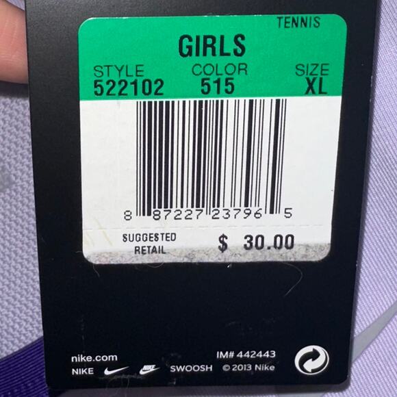 NWT Nike Girls Tennis Dri-Fit Lavender Purple Athletic Tank Top Size XL - Picture 3 of 12